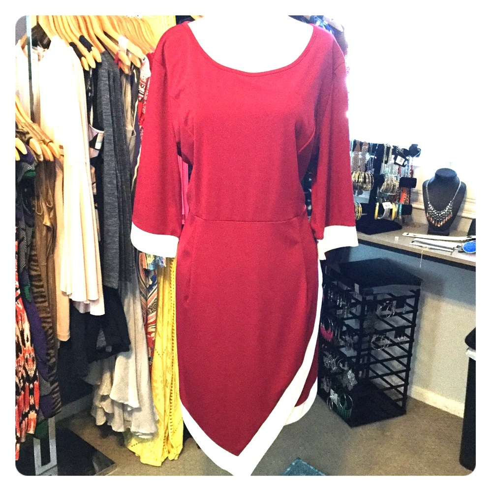Plus Size Red and White Dress